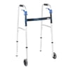 drive Aluminum Flame Blue Dual Trigger Release Folding Walker with Wheels Adjustable Height up to 350 lbs 32 to 39" H