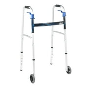 drive Aluminum Flame Blue Folding Walker Adjustable Height up to 350 lbs 32 to 39" H