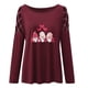 thumbnail image 4 of ICHUANYI Clearance Women's Sexy Off Shoulder Valentine's Day Printed Long Sleeve Hot Drilling Hollow Out T-shirt Blouse Tops ICHUANYI "ICHUANYI", 4 of 7