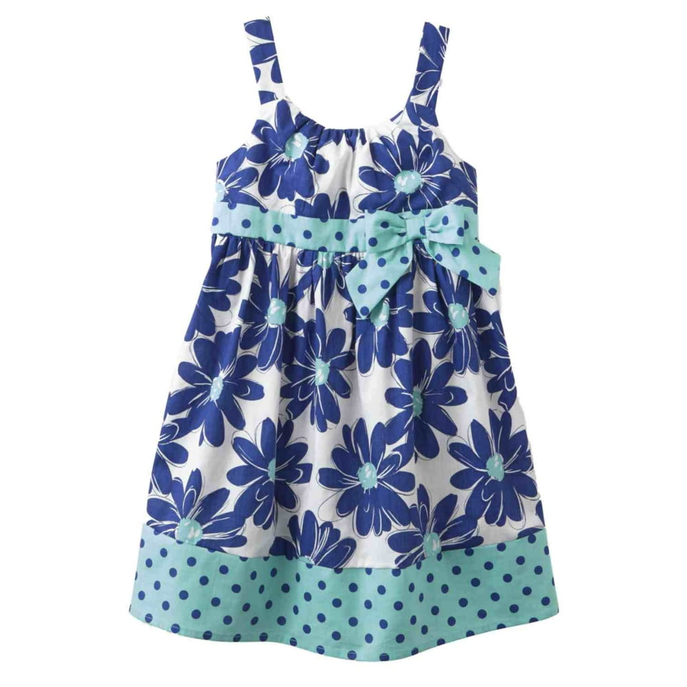 Lilt Dress Little Girls Blue Floral Polka Dot Sun Dress Cotton