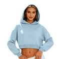 thumbnail image 2 of Crop Sweatshirts Womens Plain Hoodies Long Sleeve Tops Pullover/Full-zip Jacket Plus Size Cropped Hooded Shirt (XL, Light Blue), 2 of 7