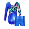 thumbnail image 2 of Zaldita Kids Long Sleeve Gymnastics Leotards for Girls Ballet Dance Biketards Athletic Shorts Outfits Royal Blue 8, 2 of 7