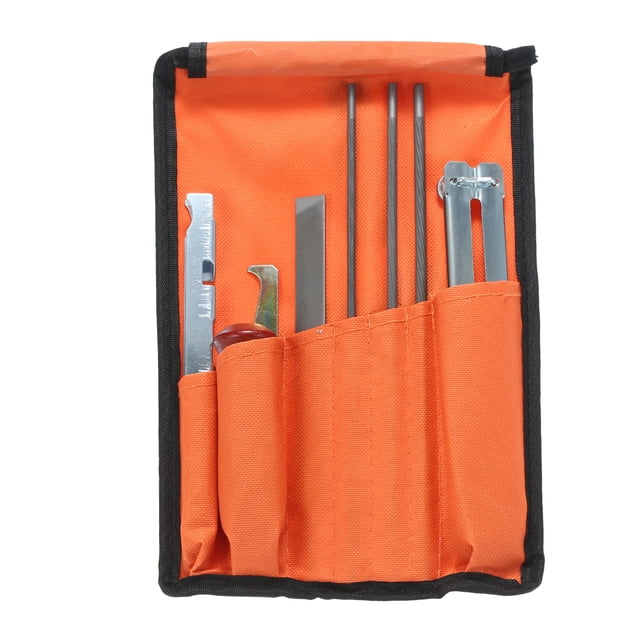 Chainsaw Sharpener File Kit Chainsaw Chain Sharpener Chain Parts Set, 5/32, 3/16, and 7/32 Inch Files, Wood Handle, Depth Gauge, and Tool Pouch for Sharpening & Filing All Chainsaws