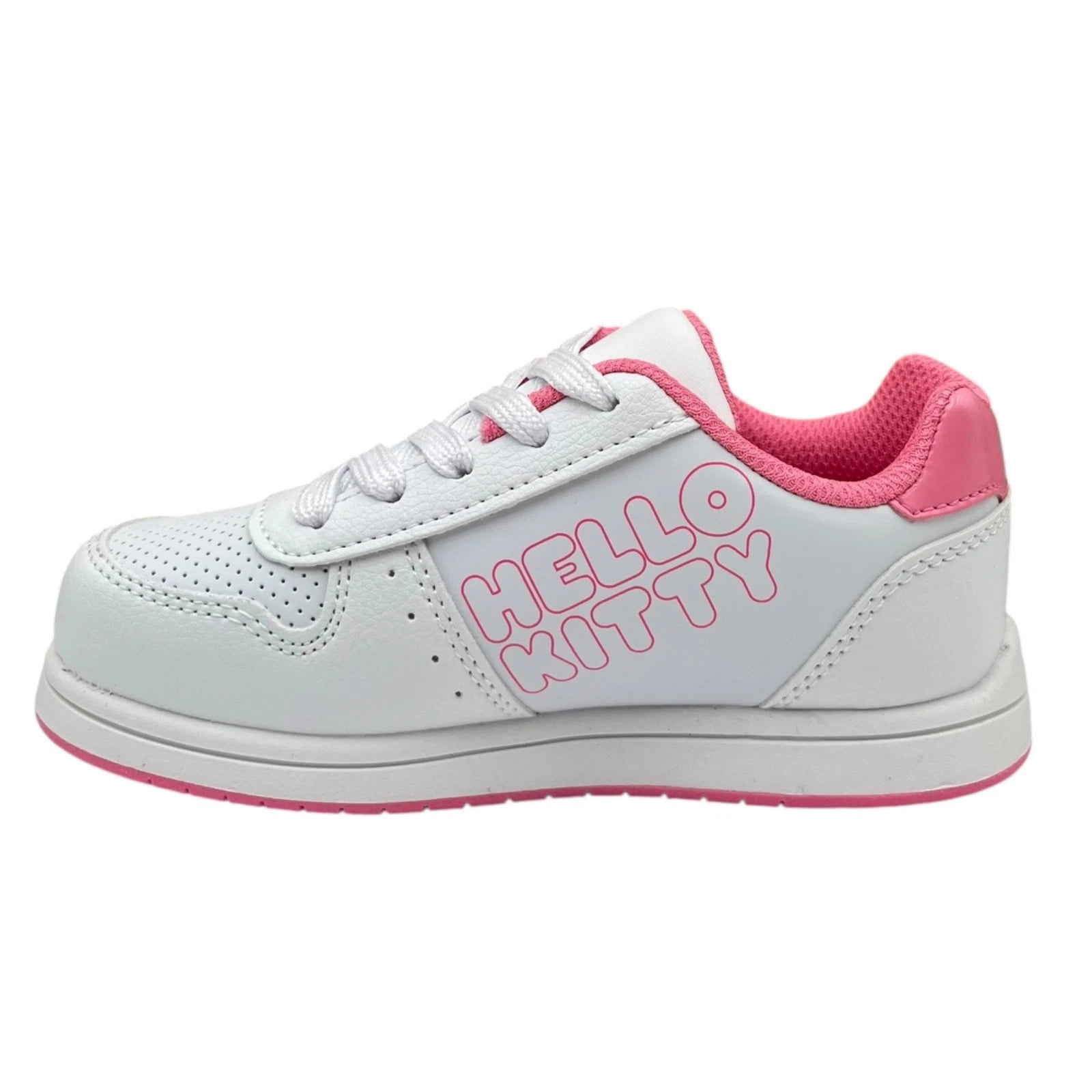 Hello Kitty Little Girls Court Sneakers Size 12 White Pink Purple Casual Lace-Up