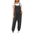thumbnail image 2 of ClodeEU Women's Sleeveless Adjustable Straps Jumpsuits,Loose Harem Bib Jumpsuits with Pockets Dark Gray,Womens Plus M, 2 of 5
