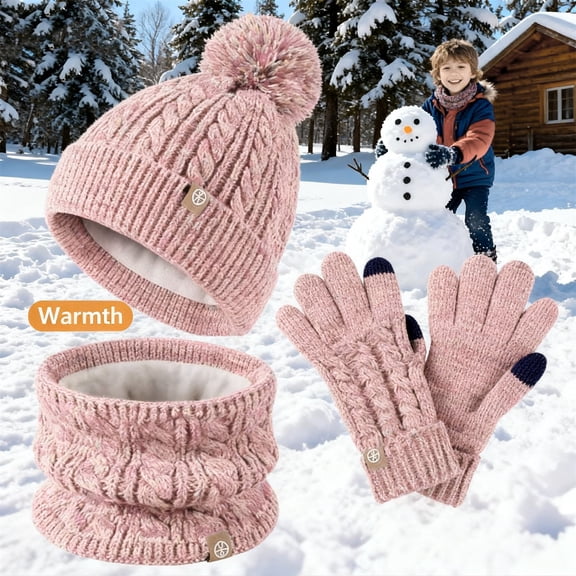 Winter Set with Long Scarf Long Knit Cap Gloves Wrap Warmly Around Neck Scarf a Hat Gloves