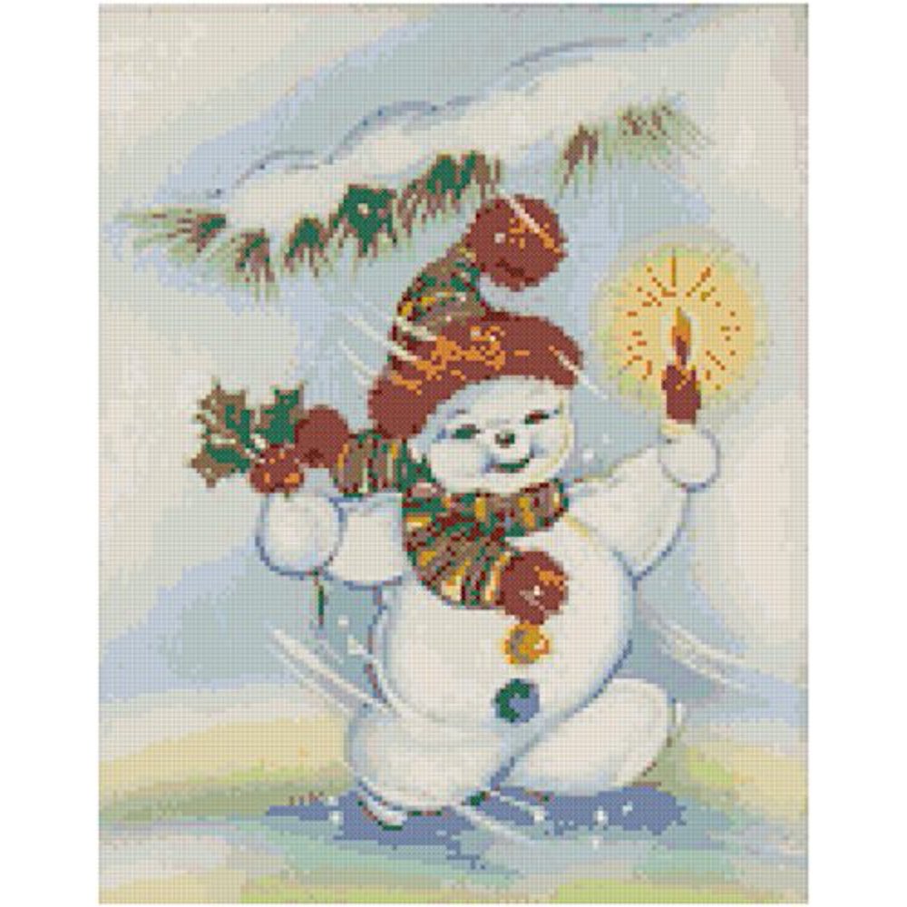 Vintage Christmas Snowman Counted Cross Stitch Pattern