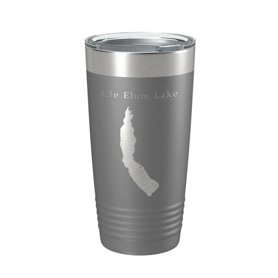 Cle Elum Lake Map Tumbler Travel Mug Insulated Laser Engraved Coffee Cup Washington 20 oz Dark Gray