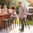 thumbnail image 5 of Vyrox 24 Inches Metal Bar Stools Set of 4, Stackable Backless Kitchen Island Stools with X-Brace Support, Indoor-Outdoor Use, Gun, 5 of 7