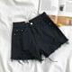 thumbnail image 4 of Wartleves Pantalones cortos de mezclilla rasgados sexys de verano para mujer, cintura alta, irregulares, elásticos y ajustados, 4 of 7