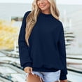 thumbnail image 4 of Iroehba Fleece Womens Tops Solid Reversible Long Sleeve Mock Neck Sweatshirt, with Regular Cut and Drop Shoulder, Dressy Casual and Stylish, 4 of 9