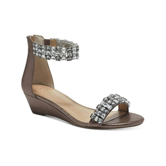 Thalia Sodi Womens Teagan Faux Leather Ankle Strap Wedge Sandals