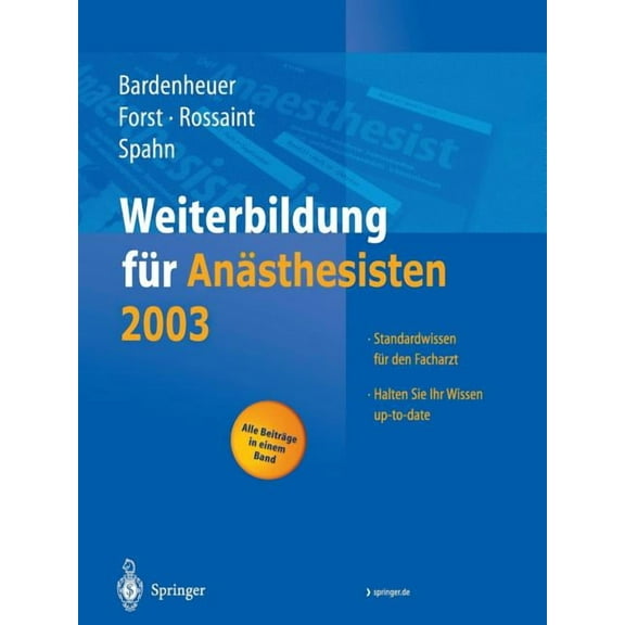 Weiterbildung FÃ¼r AnÃ¤sthesisten 2003, (Paperback)