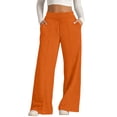thumbnail image 2 of Nestiefly Wide Leg Sweatpants Women Baggy High Waist Workout Yoga Pants with Pockets | Loose Fit Drawstring Sweat Pants,Fall Clothes Saffron L, 2 of 6