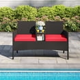 thumbnail image 1 of Gymax Causeuse de Patio avec Table Intégrée Coussins Doux et Dessus de Table en Verre Trempé Extérieur, 1 of 10