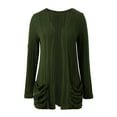 thumbnail image 6 of Cardigan Sweaters Women Women Mid Length Open Front Cardigan Solid Knit Long Sleeve With Pockets Women's Cardigan Green M, 6 of 7