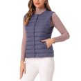 thumbnail image 4 of INSPIRE CHIC Women's Puffer Vest Sleeveless Lightweight Button Up Quilted Round Neck Jacket Coats, 4 of 6