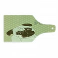 thumbnail image 1 of Pug Cutting Board, Little Dog with Tilted Head with Expression I Love Pugs Pet, Decorative Tempered Glass Cutting and Serving Board, Wine Bottle Shape, Avocado Green Pale Blue, by Ambesonne, 1 of 1