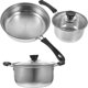 thumbnail image 3 of Stainless Steel Kitchen Cookware Set with Milk Pot, Soup Pot & Frying Pan for Stir Frying and Stewing, 3 of 4