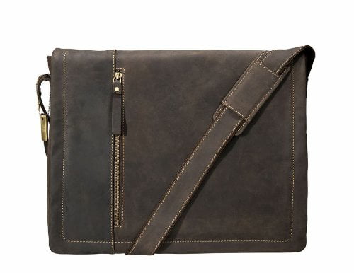 Visconti 16073 Distressed Leather Messenger Bag Shoulder Handbag X Large Brown 