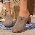 thumbnail image 4 of WMTBSRSW Block Heel Sandals for Women Dressy Heeled Chunky Heel Closed Toe Slip On Walking Slides Summer Casual Clogs Slide Wedge Sandals, 4 of 9