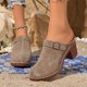 thumbnail image 5 of Mujeres Tacones Altos Cerrados Zapatillas Del Dedo Del Pie Bloque Tacón Mulas Estilo de Madera Clogs Casual Verano Oficina Diapositivas Sandalias Comodidad, 5 of 9