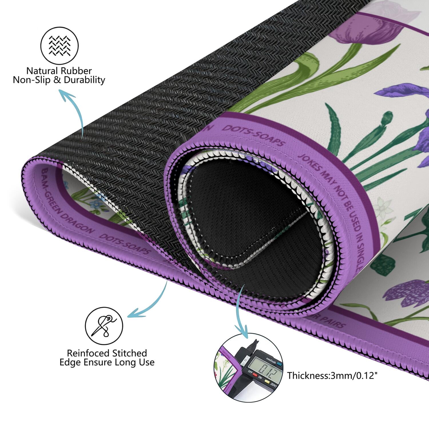 Floral Mahjong Mat with Rules, 31.5*31.5in Anti Slip American Mahjong Mat for Table, Noise Reduction, Neoprene Mah jongg Mats with Carrying Bag & 3 Dices, Mahjong Set Gift, Board Tile Games Mats