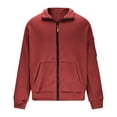 thumbnail image 4 of CQONEPT Mens Sweatshirts Full Zip Turtleneck Sweatshirts Outdoor Shackets Casual Clothes with Pockets Wine L, 4 of 6