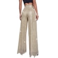 thumbnail image 5 of Xuanfei Women Sequin High Waist Wide Leg Stretchy Long Length Lounge Trousers Pants, 5 of 7