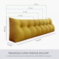 thumbnail image 4 of Rounuo Bed Wedge Pillow for Headboard, Full Triangular Reading Pillow Linen Large Bolster Backrest Support Upholstered Lumbar Cushion Yellow 54"x20", 4 of 9