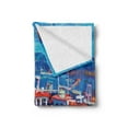 thumbnail image 2 of Country Soft Flannel Fleece Throw Blanket, Sail Boats Ships on the Shore Harbor by the Sea Small Rural Fishing Town Artwork, Cozy Plush for Indoor and Outdoor Use, 50" x 70", Navy Red, by Ambesonne, 2 of 5