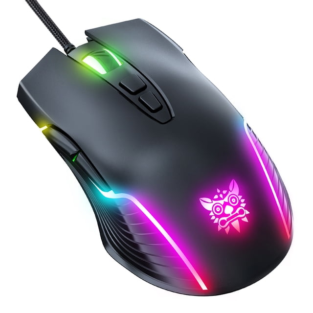Tmvgtek Ratón Con Cable Usb Onikuma Cw905 Ratón Rgb Ajustable De 6 Velocidades Antideslizante (Negro)