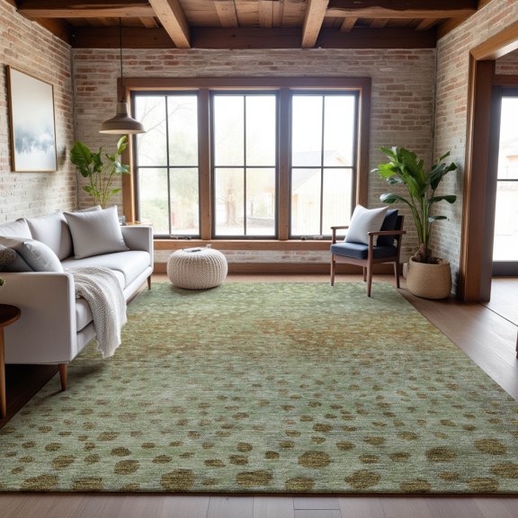 Addison Rugs Mayfield Premium Machine Washable Transitional Circles Aloe Rectangle Rug, 5' x 7'6"