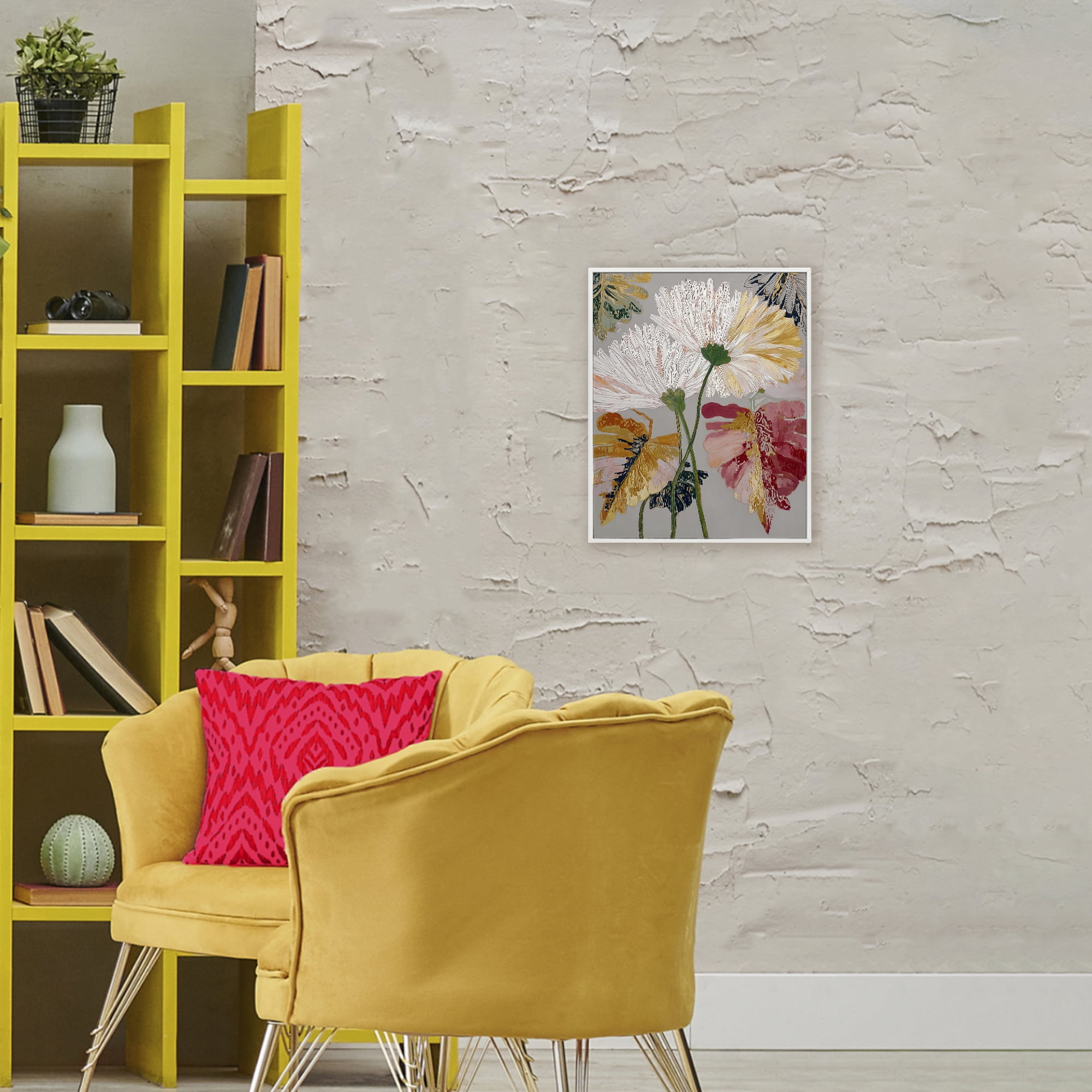 Playful Assumptions Flowers White Framed Giclee Art, design by Annabelle Hall