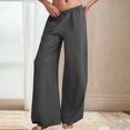 thumbnail image 5 of UVEASISHA Linen Summer Pants for Women Flowy Low Rise Wide Leg Sweat Pants 2025 Baggy Streetwear Hipster Pants Dark Gray M, 5 of 10