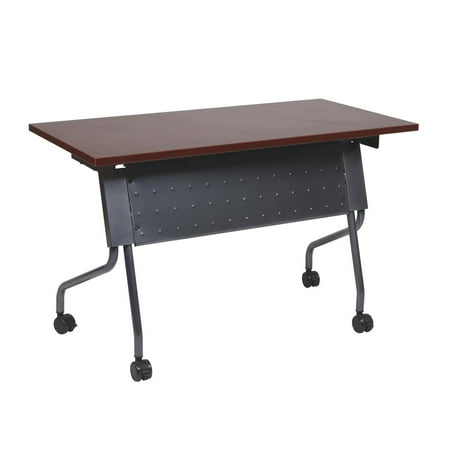 Office Star Products Training Table 4' 48 X 24 Mahogany Top Titanium Frame Kd
