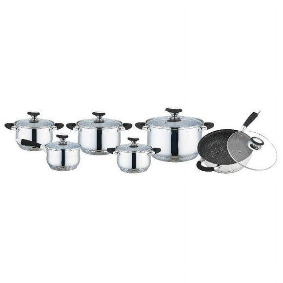 Batería de Cocina Fraciel Omania 12 pz Acero Inoxidable Inducción Negra