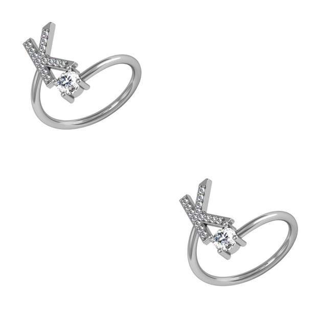 Anillo Abierto Qarigey Letras Mayúsculas Ajustable Diamantes de Imitación Color Plata