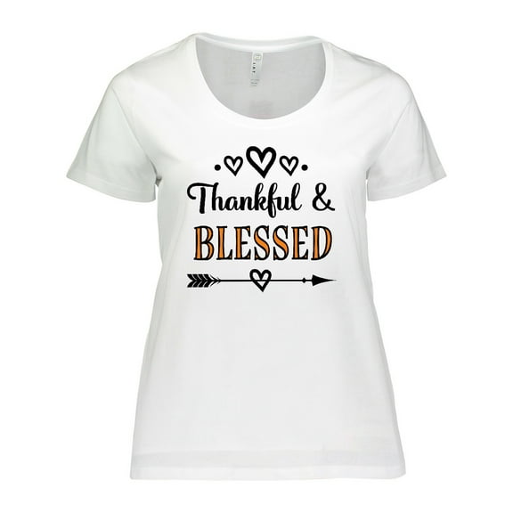Inktastic Thanksgiving Greeting Thankful Blessed Women's Plus Size T-Shirt