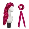 thumbnail image 3 of Gorro de dormir Macarena largo de raso rosa, 3 of 8