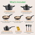 thumbnail image 2 of NutriChef Kitchenware Pots & Pans Kitchen Cookware Stylish Metallic Ridge-Line Pattern, Non-Stick (12-Piece Set), One Size, Gray, 2 of 7