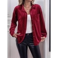 thumbnail image 2 of Women'S Winter Long Sleeve Velvet Cardigan Button Casual Tops Shirt Ladies Tops Green XS, 2 of 7