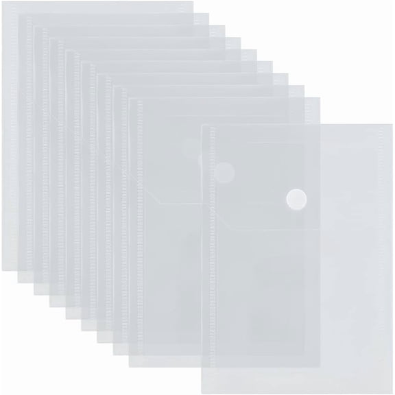 10Pcs Vertical Plastic Envelopes with Snap Closure Reusable Stamp Storage Pockets Small Waterproof Clear Envelope Pouch as Sticker Clear