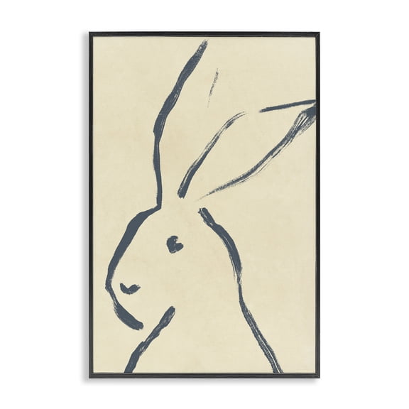 Stupell Industries Minimal Brushed Rabbit Animals & Insects Drawing Black Framed Art Print Wall Art, 12 x 18