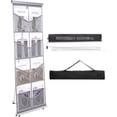 thumbnail image 1 of PATIKIL Portable Magazine Display Racks Floor Standing Double A4 8 Mesh Pockets Brochure Stand Catalog Literature Holder for Hotel, Exhibition, Office, Gray, 1 of 7