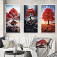 thumbnail image 1 of Designart "Coral Tree Maple Euphony" Floral Framed Wall Art Set Of 3 - Coral Tree Maple Frame Canvas Set For Living Room Decor, 1 of 6