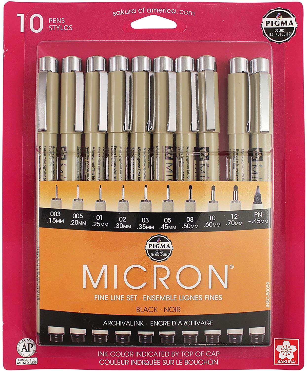 Minst Indica Handig Sakura – Set of 10 Multi-tip Pigma Micron Pens, Black - Walmart.com