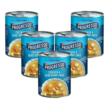 (5 Pack) Progresso Soup, Traditional, Chicken and Herb Dumplings Soup, 18.5 oz (Best Chicken Dumpling Soup)