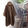 thumbnail image 3 of Poncho de lluvia con capucha para clima húmedo, impermeable, reutilizable, con dosel, multiusos, alfombrilla de suelo, chaqueta de lona para adultos, Marrón DYNWAVEMX Poncho de lluvia, 3 of 6