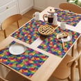 thumbnail image 5 of Colorful Geometric Placemats Set of 12 Modern Multicolor Abstract Motifs Place Mats Indoor Wipeable Table Mats Washable Cloth Dining Table Placemats for Kitchen Holiday Party Home Decor 13x19 Inch, 5 of 9